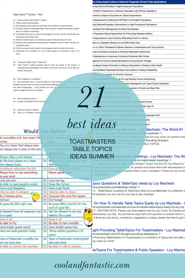 21 Best Ideas toastmasters Table topics Ideas Summer - Home, Family